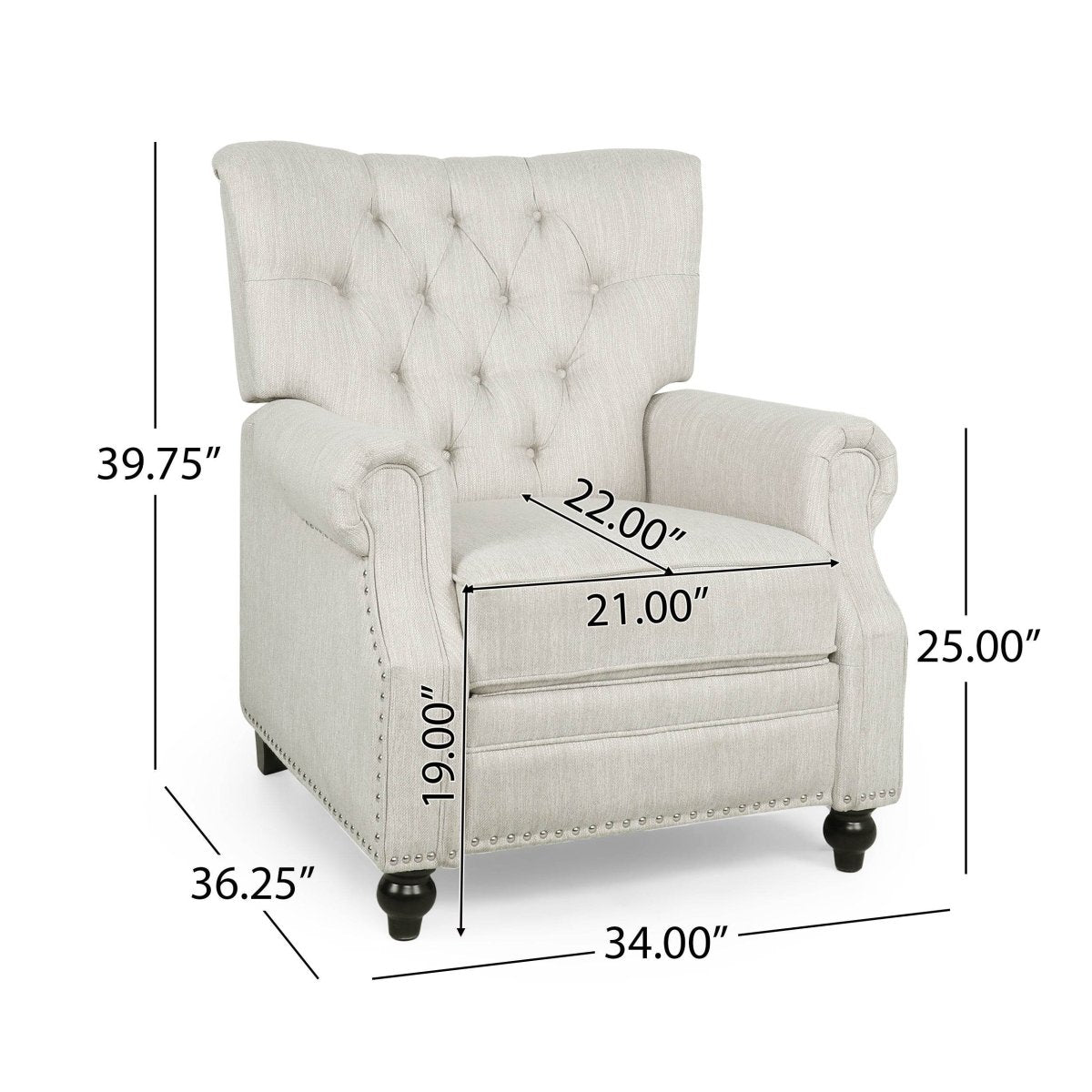 Contemporary Fabric Pushback Recliner With Nailhead Trim - Veluna - Omega Lifestyles