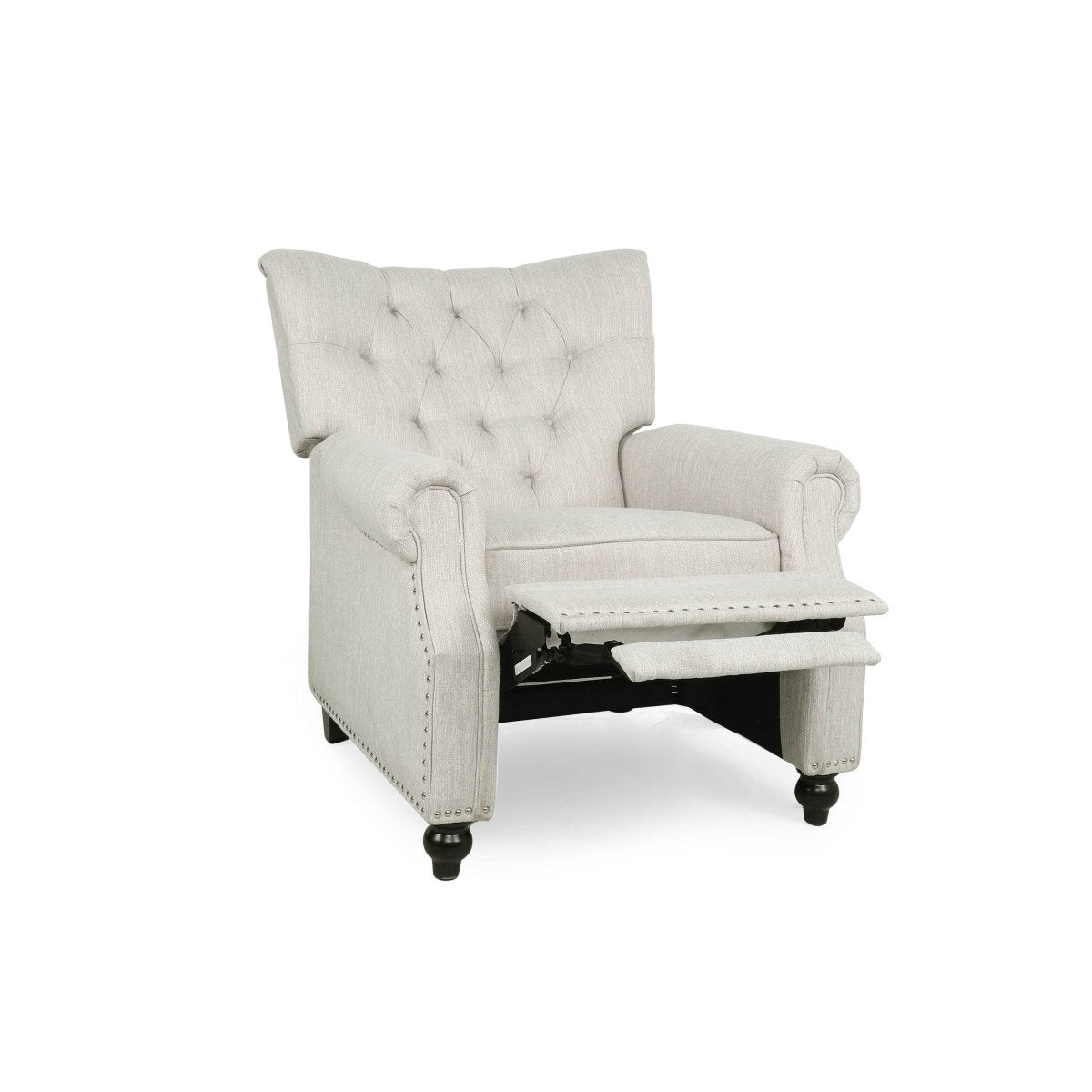 Contemporary Fabric Pushback Recliner With Nailhead Trim - Veluna - Omega Lifestyles
