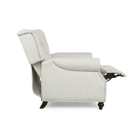 Contemporary Fabric Pushback Recliner With Nailhead Trim - Veluna - Omega Lifestyles