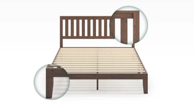 Deluxe Wood Platform Bed Frame with Headboard and Slat Support - Omega Lifestyles