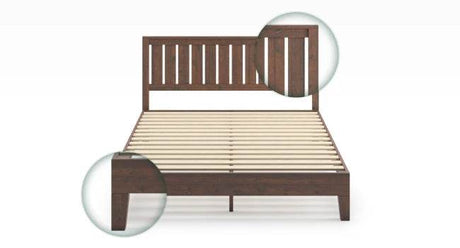 Deluxe Wood Platform Bed Frame with Headboard and Slat Support - Omega Lifestyles