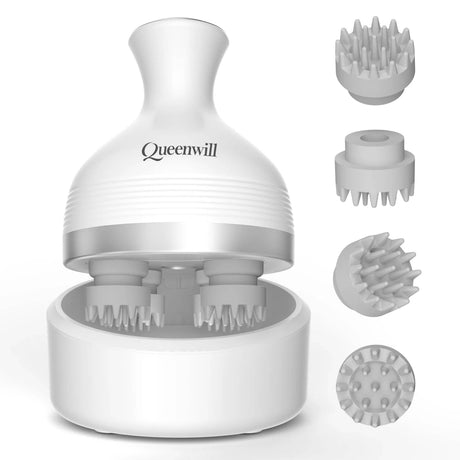 Electric Rechargeable Scalp Massager With 4 Kneading Heads - Sleep Galleria