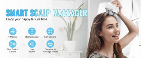 Electric Rechargeable Scalp Massager With 4 Kneading Heads - Sleep Galleria