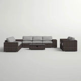 Elegant Outdoor 12 - Piece Espresso Wicker Seating Group - Veluna - Omega Lifestyles