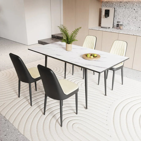 Expandable MDF Dining Table And PU Cushioned Chair Set - Omega Lifestyles