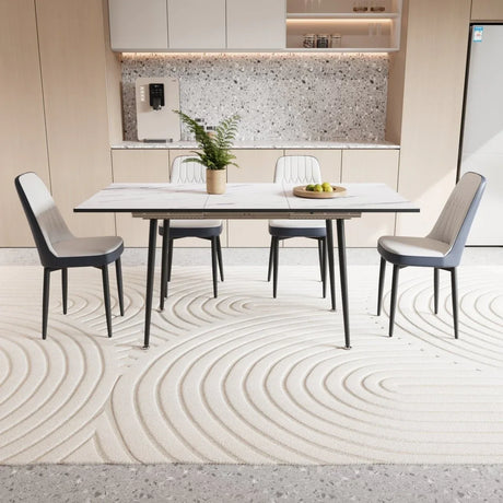 Expandable MDF Dining Table And PU Cushioned Chair Set - Omega Lifestyles