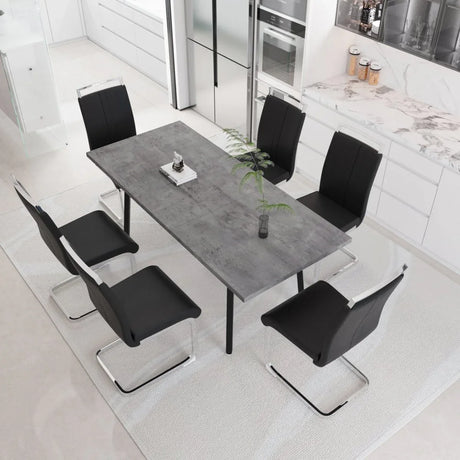 Expandable Modern MDF Dining Table Set With 6 Cushioned Chairs - Omega Lifestyles