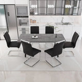 Expandable Modern MDF Dining Table Set With 6 Cushioned Chairs - Omega Lifestyles