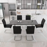 Expandable Modern MDF Dining Table Set With 6 Cushioned Chairs - Omega Lifestyles
