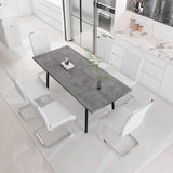 Expandable Modern Square MDF Dining Table Set With 6 Chairs - Omega Lifestyles