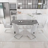 Expandable Modern Square MDF Dining Table Set With 6 Chairs - Omega Lifestyles