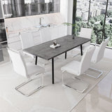 Expandable Modern Square MDF Dining Table Set With 6 Chairs - Omega Lifestyles