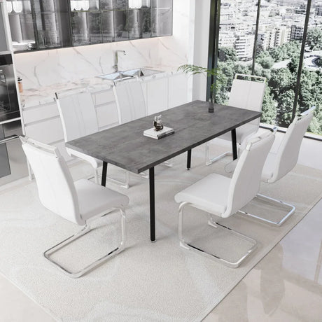 Expandable Modern Square MDF Dining Table Set With 6 Chairs - Omega Lifestyles