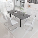 Expandable Modern Square MDF Dining Table Set With 6 Chairs - Omega Lifestyles
