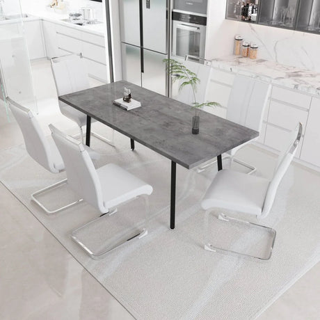 Expandable Modern Square MDF Dining Table Set With 6 Chairs - Omega Lifestyles
