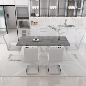 Expandable Modern Square MDF Dining Table Set With 6 Chairs - Omega Lifestyles