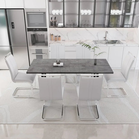 Expandable Modern Square MDF Dining Table Set With 6 Chairs - Omega Lifestyles