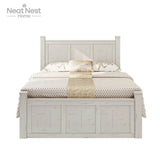 Farmhouse Wooden Panel Poster Bed Frame With Storage Drawers - Omega Lifestyles