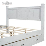 Farmhouse Wooden Panel Poster Bed Frame With Storage Drawers - Omega Lifestyles