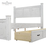 Farmhouse Wooden Panel Poster Bed Frame With Storage Drawers - Omega Lifestyles