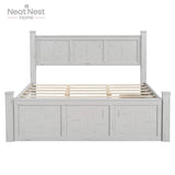 Farmhouse Wooden Panel Poster Bed Frame With Storage Drawers - Omega Lifestyles