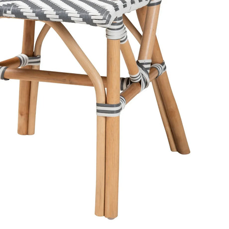 French Bistro Gray Rattan Dining Chair With Curved Backrest - Omega Lifestyles