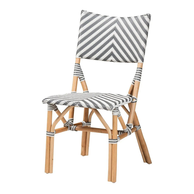 French Bistro Gray Rattan Dining Chair With Curved Backrest - Omega Lifestyles