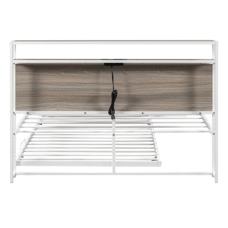 Full Metal Platform Bed Frame With Trundle USB Ports - Sleep Galleria