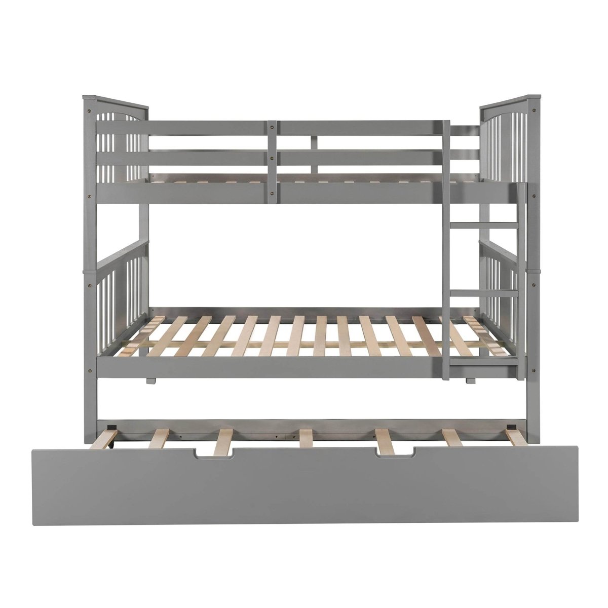 Full Over Full Bunk Bed With Twin Trundle Gray Solid Wood - Veluna - Omega Lifestyles