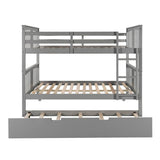 Full Over Full Bunk Bed With Twin Trundle Gray Solid Wood - Veluna - Omega Lifestyles