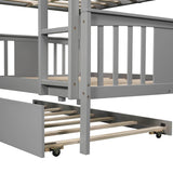 Full Over Full Bunk Bed With Twin Trundle Gray Solid Wood - Veluna - Omega Lifestyles