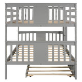 Full Over Full Bunk Bed With Twin Trundle Gray Solid Wood - Veluna - Omega Lifestyles