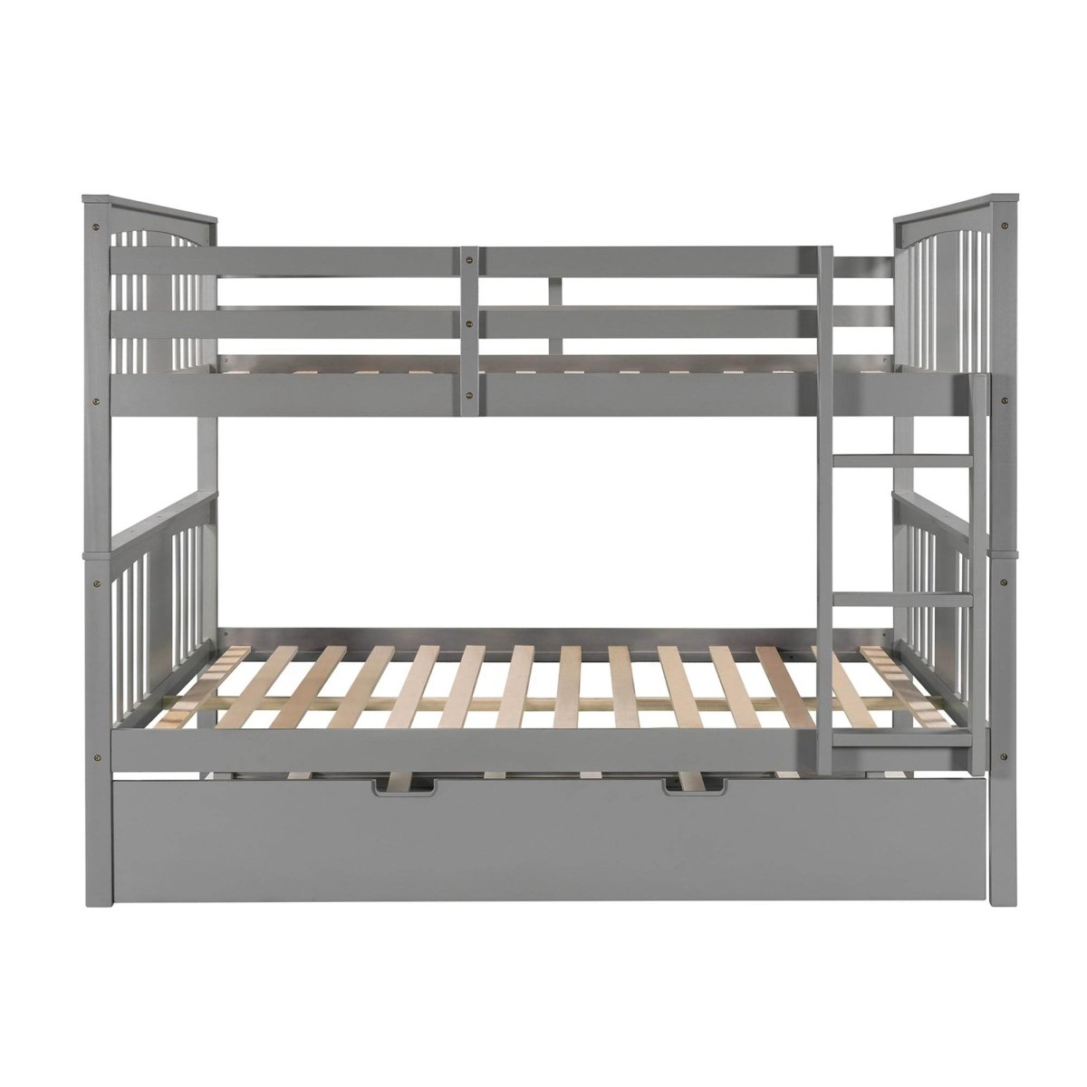 Full Over Full Bunk Bed With Twin Trundle Gray Solid Wood - Veluna - Omega Lifestyles