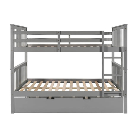 Full Over Full Bunk Bed With Twin Trundle Gray Solid Wood - Veluna - Omega Lifestyles