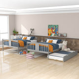 Full Over Full Bunk Bed With Twin Trundle Gray Solid Wood - Veluna - Omega Lifestyles