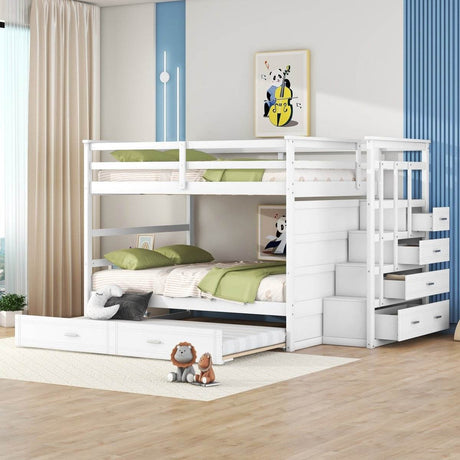 Full Over Full Solid Wood Bunk Bed With Trundle - Sleep Galleria
