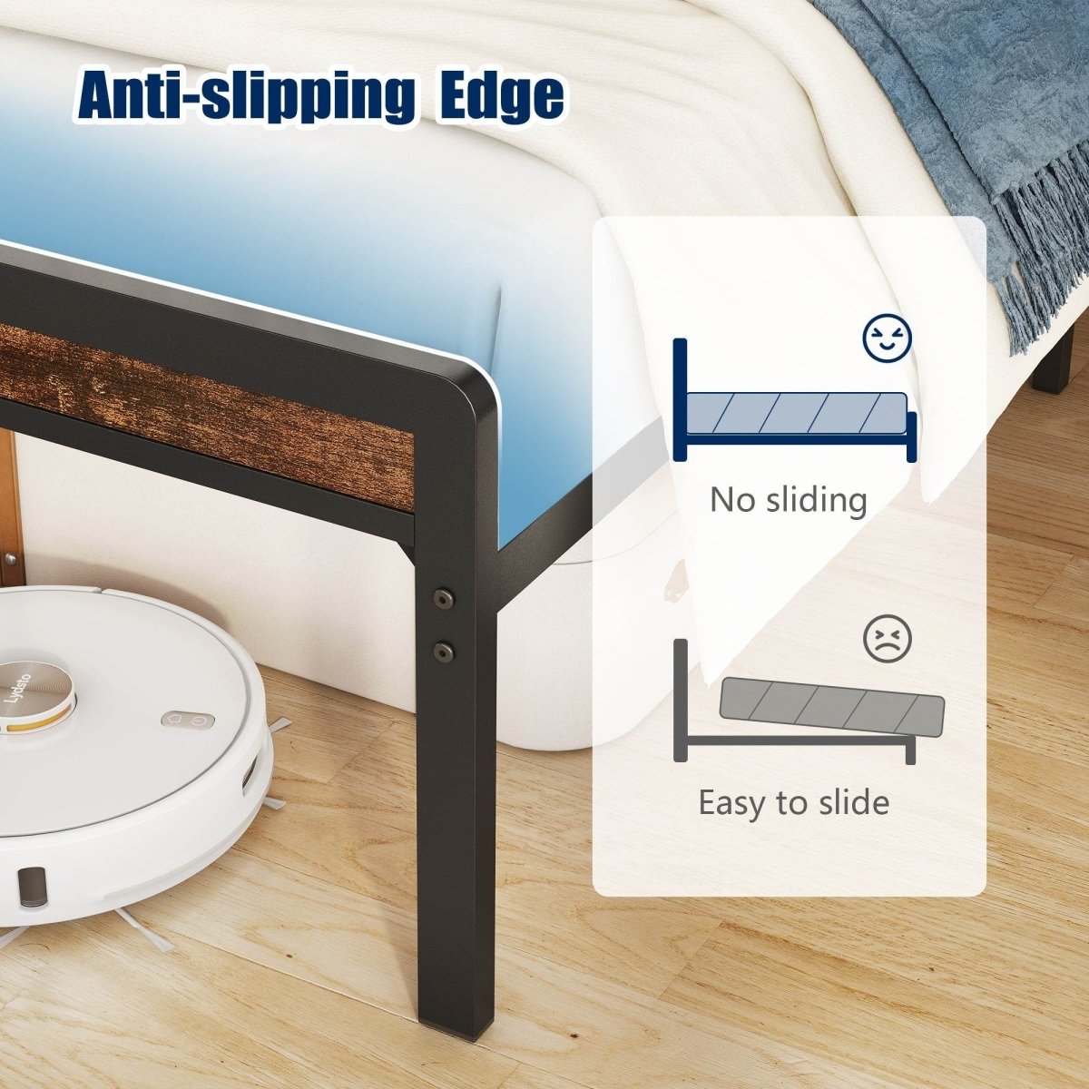 Full Rustic Brown Metal Full Bed Frame With Charging - Veluna - Omega Lifestyles