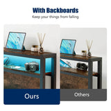 Full Rustic Brown Metal Full Bed Frame With Charging - Veluna - Omega Lifestyles