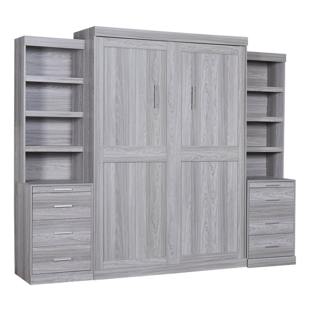 Full Size Gray Murphy Bed With Storage Drawers - Omega Lifestyles