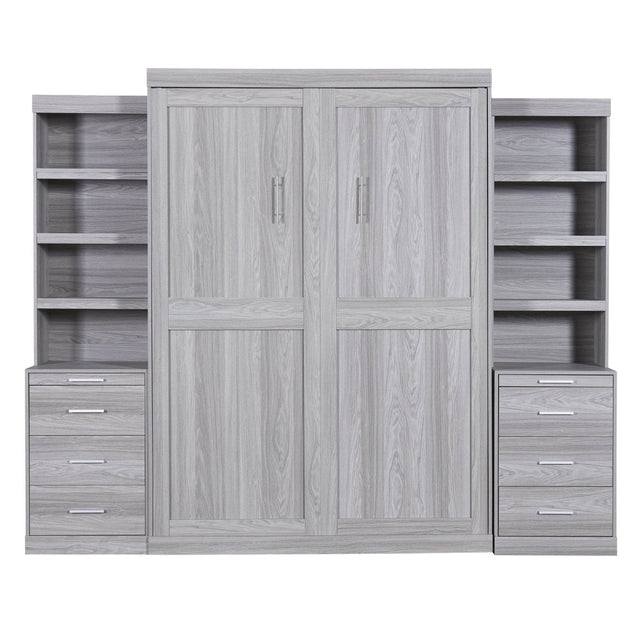 Full Size Gray Murphy Bed With Storage Drawers - Omega Lifestyles