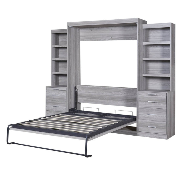 Full Size Gray Murphy Bed With Storage Drawers - Omega Lifestyles