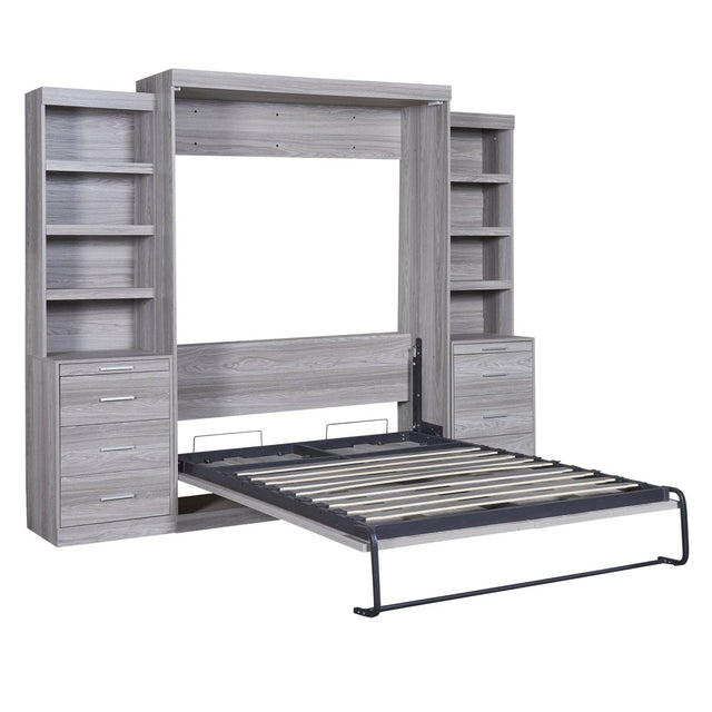 Full Size Gray Murphy Bed With Storage Drawers - Omega Lifestyles
