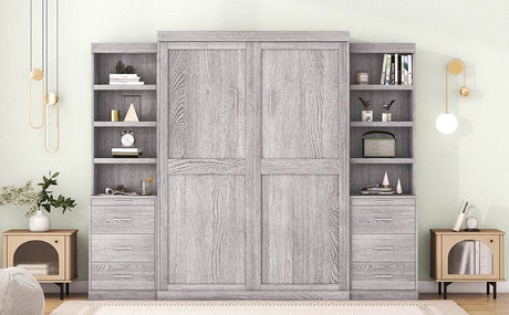 Full Size Gray Murphy Bed With Storage Drawers - Sleep Galleria