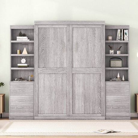 Full Size Gray Murphy Bed With Storage Drawers - Sleep Galleria