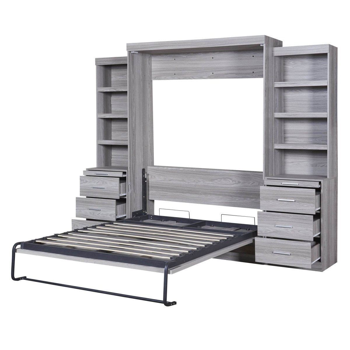 Full Size Gray Murphy Bed With Storage Drawers - Sleep Galleria