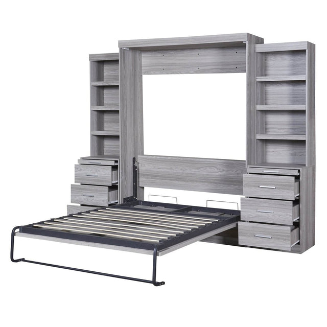 Full Size Gray Murphy Bed With Storage Drawers - Omega Lifestyles