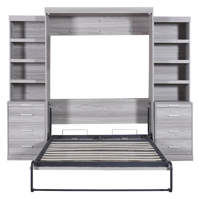 Full Size Gray Murphy Bed With Storage Drawers - Omega Lifestyles