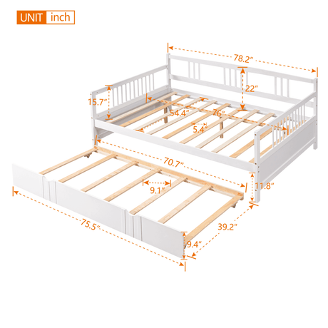 Full Size Solid Wood Daybed With Twin Trundle - Sleep Galleria