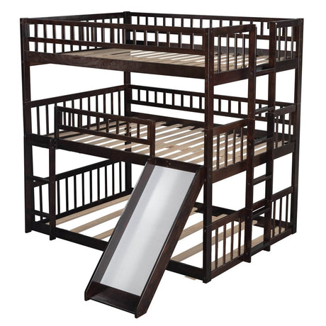 Full Triple Bed Solid Wood Built - In Ladder Slide - Veluna - Omega Lifestyles