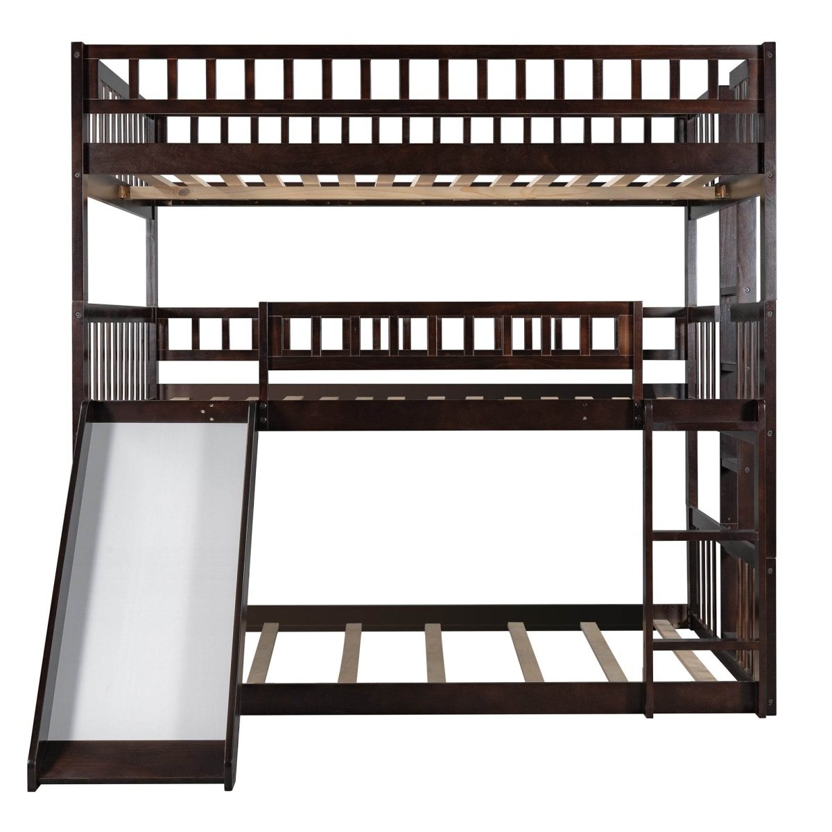 Full Triple Bed Solid Wood Built - In Ladder Slide - Veluna - Omega Lifestyles